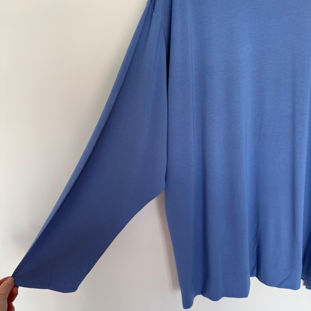 J Jill Wearable Collection Blue Long‎ Sleeve Shirt Liquid Knit 4X Lightweight - Picture 6 of 9
